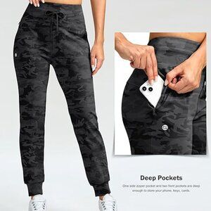 NEW - G Gradual Women's Fleece Lined Joggers W/High Waisted Zipper Pockets
